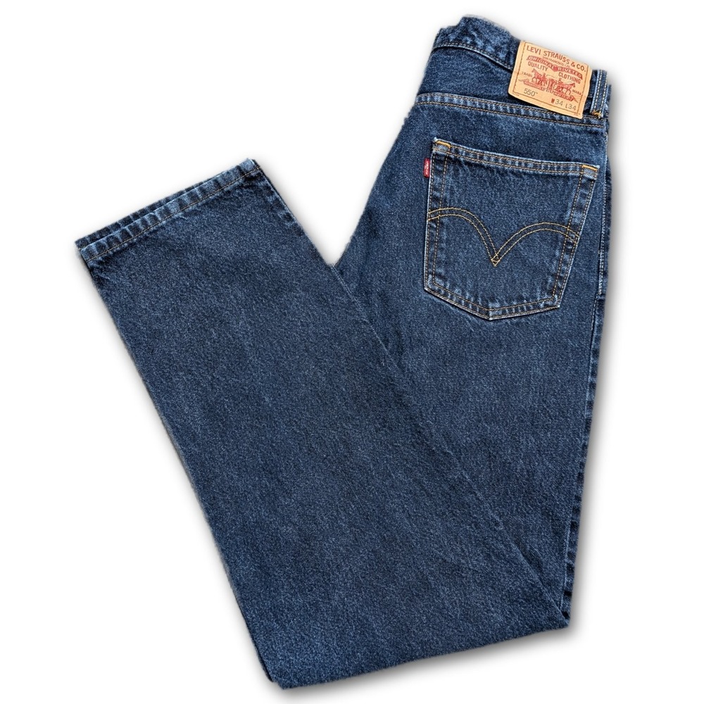Levi's Mens 34x34 Jeans 550 Blue Relaxed Fit 100% Cotton VTG Denim Dark Wash